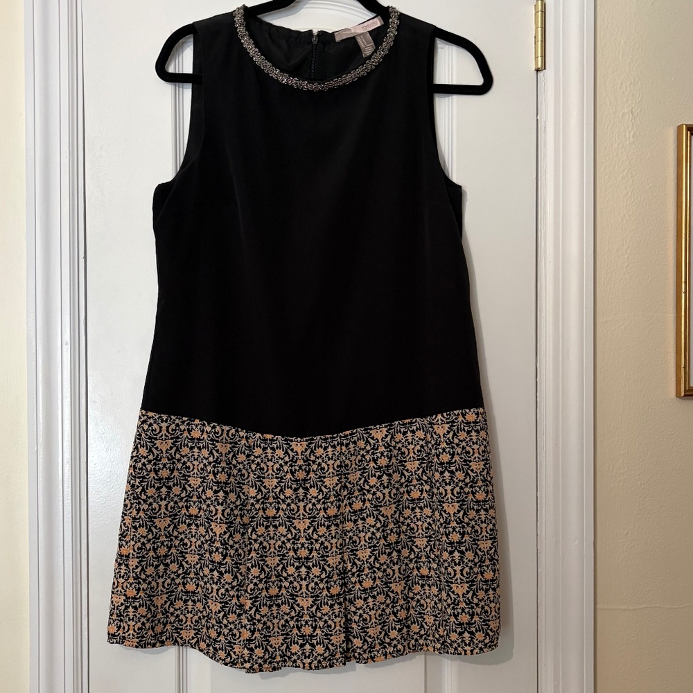 Work Dress w/Beaded Neckline & Pleated Skirt